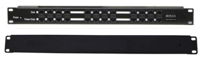Gigabit 12VDC 57VDC 12 Port PoE Injector 1U Rack Mount Passive type