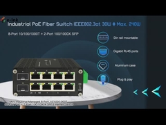 Din Rail Industrial Managed PoE Switch 8x10/100/1000T 802.3at + 2x100/1000X SFP