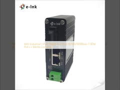Mini Industrial 1-Port 1000X to 2-Port 10/100/1000Base-T 60W PoE++ Media Converter