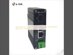 Mini Industrial 1-Port 100/1000X SFP to 2-Port 10/100/1000T 90W PoE++ Media Converter