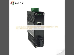 Mini Industrial 100/1000BASE-X to 10/100/1000BASE-T 30W PoE+ Media Converter