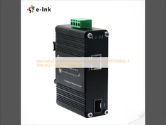 Mini Industrial 100/1000BASE-X SFP to 10/100/1000BASE-T 30W PoE+ Media Converter