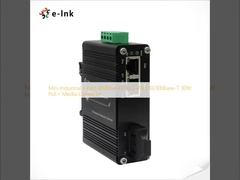 Mini Industrial 1-Port 100Base-FX to 2-Port 10/100Base-T 30W PoE+ Media Converter