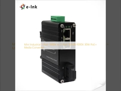 Mini Industrial 1-Port 1000X to 2-Port 10/100/1000X 30W PoE+ Media Converter