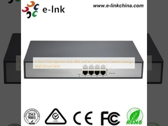 4-Port PoE Injector IEEE 802.3af/at Compliant Fanless Design Wall Mountable