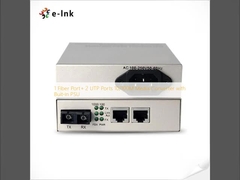 1 Fiber Port+ 2 UTP Ports 10/100M Media Converter with Buit-in PSU
