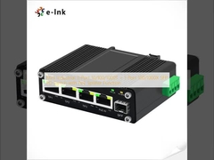 Mini Industrial 3-Port 10/100/1000T + 1-Port 100/1000X SFP PD Switch with PoE Splitter Function