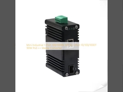 Mini Industrial 1-Port 100/1000X SFP to 1-Port 10/100/1000T 90W PoE++ Media Converter