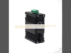 Mini Industrial 100/1000BASE-X to 10/100/1000BASE-T 30W PoE+ Media Converter