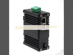 Mini Industrial 1-Port 100/1000X SFP to 2-Port 10/100/1000T Ethernet Media Converter 
