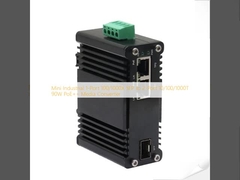 Mini Industrial 1-Port 100/1000X SFP to 2-Port 10/100/1000T 90W PoE++ Media Converter