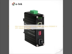 Mini Industrial 10G/5G/2.5G/1G/100M 802.3at to 10GBASE-X SFP+ Media Converter