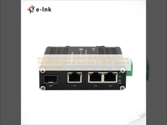 Mini Industrial 3-Port 10/100/1000T 802.3at PoE + 1-Port 100/1000X SFP Ethernet Switch with 12~48VDC Input and Voltage Booster