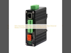 Mini Industrial 10/100Base-T to 100Base-X SFP Fiber Ethernet Media Converter with 1Ch RS232/RS485/RS422
