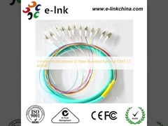 1-meter multicolored 12-fiber Bundled Fan-out OM3 LC pigtail