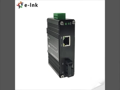 Mini Industrial 100BASE-FX to 10/100BASE-T 30W PoE+ Media Converter with 1-Port 100Base-FX SC