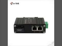 Mini Industrial 1-Port 100Base-FX to 2-Port 10/100Base-T 30W PoE+ Media Converter with 12~48VDC Term