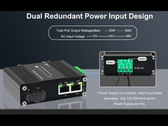 Mini Industrial 1-Port 100/1000X SFP to 2-Port 10/100/1000T Ethernet Media Converter Supports Full/H