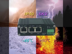 Industrial IEEE802.3af/at PoE Splitter with 2-port switch function, output voltage 12VDC with Distan
