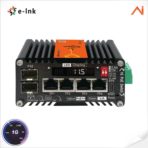 Latest company news about E-link Launches LNK-AIMC204G Mini Industrial AI Smart Managed PoE++ Switches with Voltage Booster