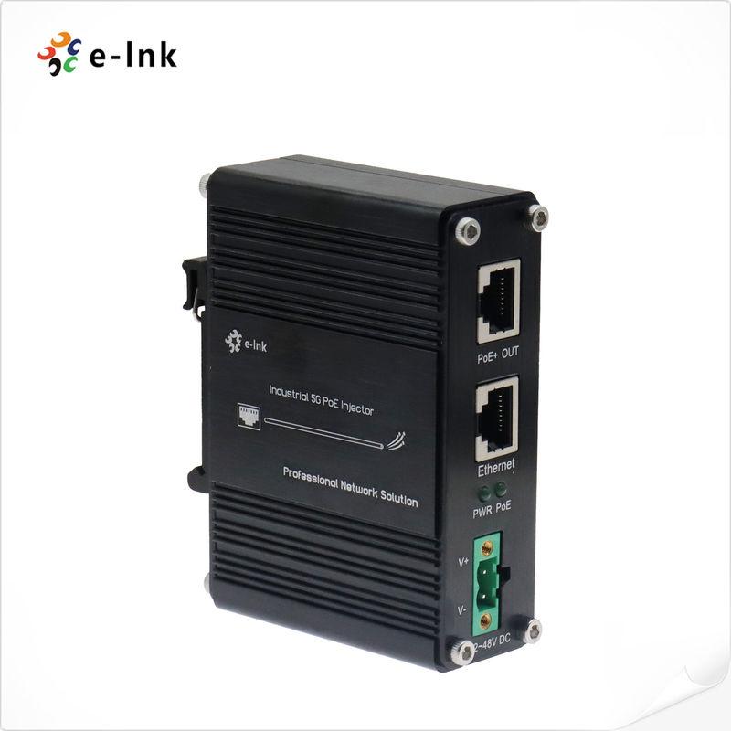 Industrial 5G PoE+ Injector Small Size 30W 12~48V DC Power Input
