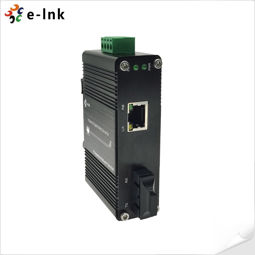 Mini Industrial 100M Fiber to Ethernet 90W PoE++ Media Converter DIN Rail