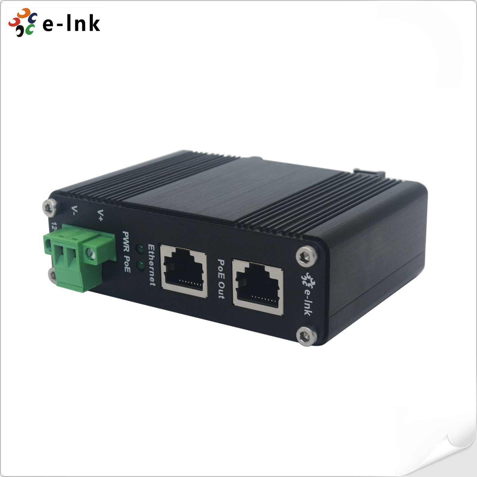 10/100/1000M PoE Injector Adapter 30W DIN Rail Mount Hardened Gigabit