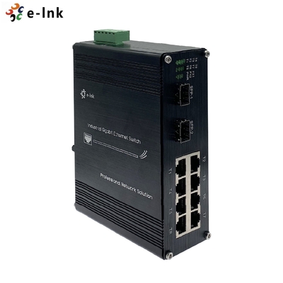 Aluminum Industrial Ethernet Switch 8 Port 10 / 100 / 1000Base-T 2 Port 1000BASE-X Gigabit