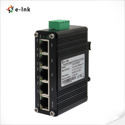 Mini Industrial Ethernet Switch 4 Ports Gigabit 802.3at PoE With 1 Ports Uplink