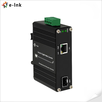 Industrial PoE Media Converter 100 1000BASE-X SFP To 10 100 1000BASE-T 802.3at 30W