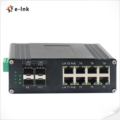 Hardened 8 Port POE Managed Network Switch With IP40 Aluminum Case