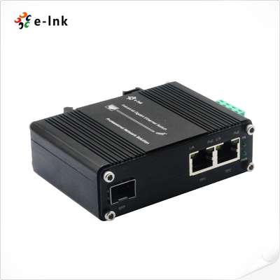 Fiber Gigabit Media Converter Industrial 2-Port 10/100/1000T 802.3at 60W To 1-Port 100/1000X SFP