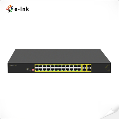L2 Managed 1U Rack mount 24 Port 10/100/1000T 802.3at PoE Switch With 4-Port 1000X Gigabit SFP Fiber