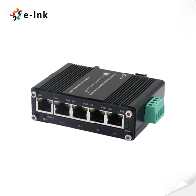 Mini Industrial Managed 4 Port 10/100/1000T 802.3at PoE 30W to 1-port 10/100/1000T Uplink Gigabit Ethernet Switch