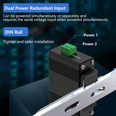 Mini Industrial 10/100Base-T to 100Base-X SFP Fiber Ethernet Media Converter with 1Ch RS232/RS485/RS422