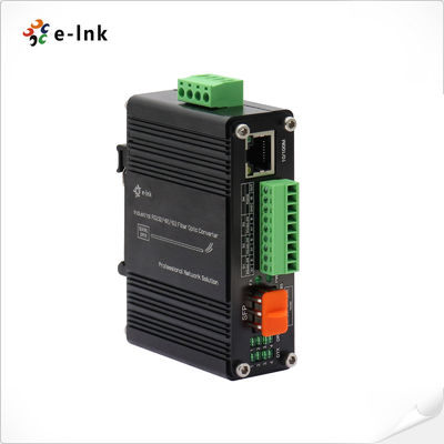Mini Industrial 10/100Base-T to 100Base-X SFP Fiber Ethernet Media Converter with 1Ch RS232/RS485/RS422
