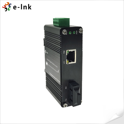 Mini Industrial 100BASE-FX to 10/100BASE-T 30W PoE+ Media Converter