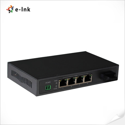 10/100/1000Mbps PoE-PSE Fiber to Copper Ethernet Switch: 1 SFP + 4 PoE