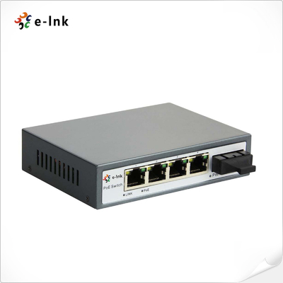 5 port 10/100M PoE switch with 1x 60W high power PoE port & 1x SC Fiber Uplink