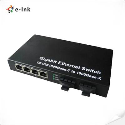 10/100/1000M Media Converter 4-TX + 2-FX(SC) Port Fiber Switch