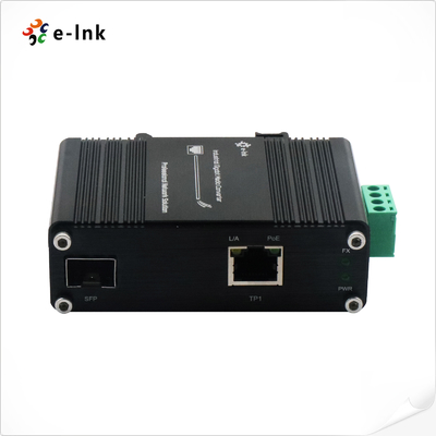 Mini Industrial 1-Port 100/1000X SFP to 1-Port 10/100/1000T 60W PoE++ Media Converter