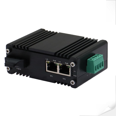 Industrial 2 Port PoE Media Converter Durable Design and Easy Mounting on DIN Rail or Distribution Boxe