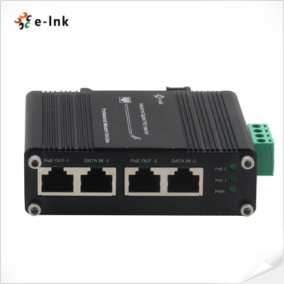12~48VDC Power Input Industrial 2-Port Gigabit PoE+ Injector