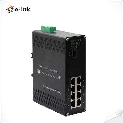 Industrial 8-Port 10/100/1000T 802.3bt PoE + 1-Port 100/1000Base-X Ethernet Switch Supports DIN-Rail mounting installation
