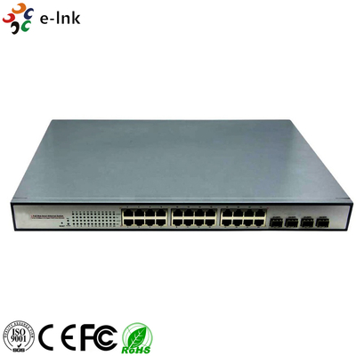 10/100/1000Mbps PoE-PSE Fiber to Copper Ethernet Switch: 4 SFP + 24 PoE