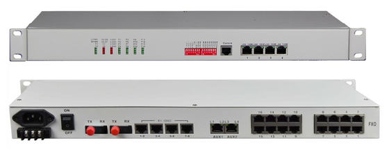 8/16-Ch FXO/FXS + 8-Ch E1 + 4-Ch 10/100M ETH + 4Ch RS232/422/485 Fiber Multiplexer
