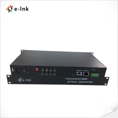 8-Ch 1080P HD Video + 1-Ch 10/100M Ethernet + 1-Ch FXO/FXS Telephone + 1-Ch Backward Data RS485 Over Fiber Converter