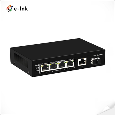 4-port 10/100/1000BASE-T PoE and 1-port Gigabit TP/SFP Uplink Ethernet Switch