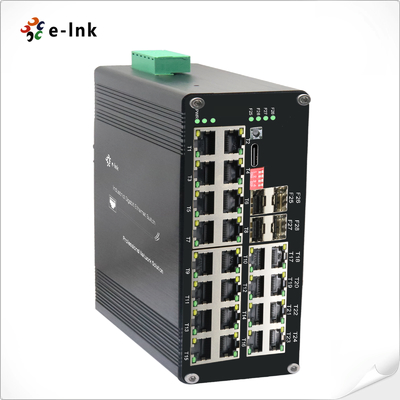 Industrial L2+Managed Ethernet Switch 1000M 24-Port 802.3at PoE + 4-SFP DIN Rail