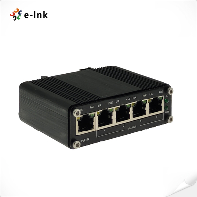 Industrial 1-Port 802.3bt PoE++ to 4-Port 802.3af/at Gigabit PoE Extender Support DIN-Rail & Wall-mount installation